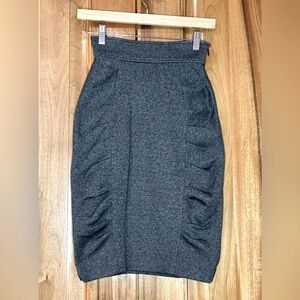 49 AV Junko Shimada - Japan - Pleated Heather Gray Bodycon Pencil Skirt - EUC, 7